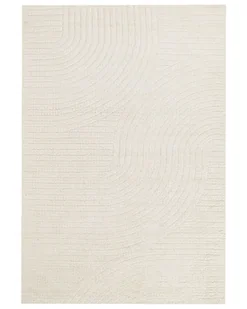 BELIANI Dywan beżowy wełniany 160 x 230 cm abstrakcyjny żłobiony wzór nowoczesny minimalistyczny wygląd salon sypialnia - Dywany - miniaturka - grafika 1
