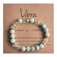 Bransoletki - Bransoletka Zodiakalna Waga Elastyczna Kamienie Kryształ Stylowa - miniaturka - grafika 1