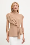 Bluzki damskie - Karl Lagerfeld bluzka damska kolor beżowy gładka A3W11017 - miniaturka - grafika 1