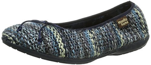 Manitu Home 340148 damskie płaskie kapcie domowe, niebieski - Niebieski niebieski kolorowy - 42 EU