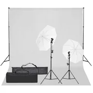 Lampy studyjne - vidaXL Fotograficzny zestaw studyjny z lampami i tłem - miniaturka - grafika 1
