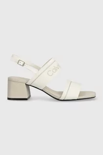 Sandały damskie - Calvin Klein sandały SQUARED BLK HL SANDAL 45 HE kolor biały HW0HW01635 - grafika 1