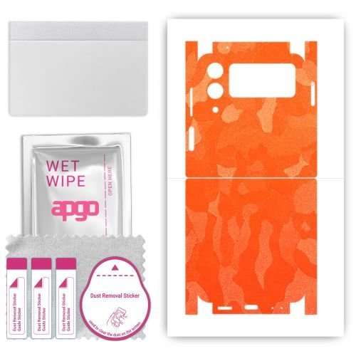 folia naklejka skórka strukturalna na TYŁ+BOKI do Samsung Galaxy Z Flip4 - Moro Camo Pomarańczowy - apgo SKINS