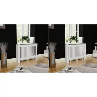 vidaXL Osłony na kaloryfer, 2 szt., białe, MDF, 112 cm - Akcesoria grzewcze - miniaturka - grafika 1