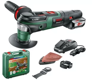 Bosch DIY akumulatorowe narzędzie wielofunkcyjne, ładowarka, stopa szlifierska delta, zestaw arkuszy szlifierskich, 2 ostrza do piły, dodatkowa rękojeść boczna, karton (18 V, 2,5 Ah, kąt oscylacji: 2, 0603104001 - Narzędzia wielofunkcyjne - miniaturka - grafika 1