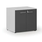 Szafy biurowe - Szafa biurowa z drzwiami PRIMO WHITE, 735 x 800 x 640 mm, biały/grafit - miniaturka - grafika 1