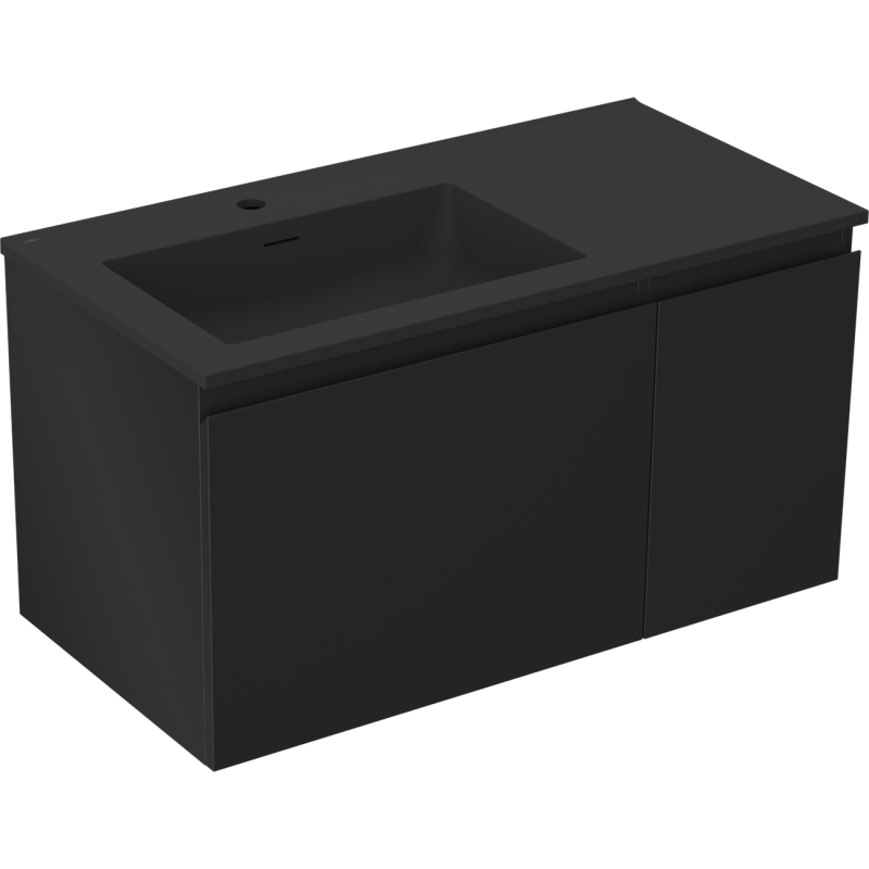 Mexen Orio szafka łazienkowa 90 cm z umywalką Otis lewą, 1S, 1D, czarna mat - 91A13-09047-3-BBFF71-W18L71