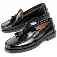 Mokasyny męskie - Purapiel Mokasyn Castellar4 Czarny - miniaturka - grafika 1