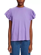Bluzki damskie - edc by Esprit Bawełniana bluzka z falbankami, liliowy, S - miniaturka - grafika 1