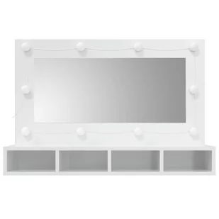 Lumarko Szafka z lustrem i LED, biała z połyskiem, 90x31,5x62 cm - Toaletki - miniaturka - grafika 5