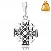 Biżuteria dla dzieci - SREBRNY KRZYŻYK ZAWIESZKA KRZYŻ JEROZOLIMSKI SREBRO PRÓBA 925 NA PREZENT - miniaturka - grafika 1