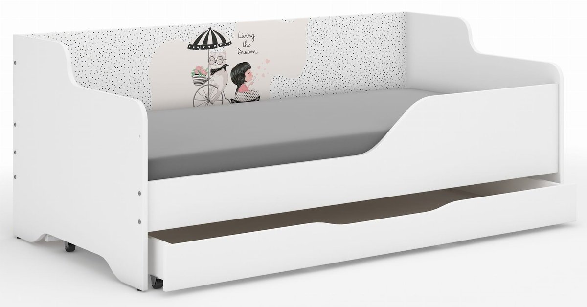 Łóżko dziecięce LILU 160x80 DZIEWCZYNKA NA WYCIECZCE