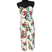 Kombinezony - Guess Damski Kombinezon w Kwiaty bez Ramiączek Push Up Biały M - GUESS - miniaturka - grafika 1