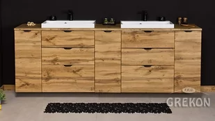 Szafka łazienkowa z umywalkami nablatowymi dąb naturalny 210 cm Victa Gante - Szafki łazienkowe - miniaturka - grafika 1