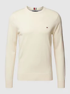 Sweter z dzianiny z wyhaftowanym logo - Swetry męskie - miniaturka - grafika 1