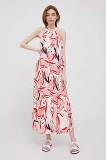 Sukienki - Sisley sukienka kolor czerwony midi prosta - grafika 1