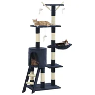 Drapaki dla kotów - GSTORE Drapak dla kota ze słupkami sizalowymi 138 cm granatowy GS-170582 - miniaturka - grafika 1