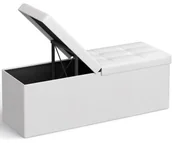 Pufy i podnóżki - Biała skórzana pufa pikowana - Ebro 6X - miniaturka - grafika 1