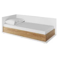 Łóżka - Łóżko z materacem SIMI MS-09 biały / hikora naturalna - miniaturka - grafika 1