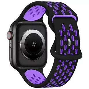 Pasek BELINE New Sport Silicone do Apple Watch 2/3/4/5/6/7/8/SE/SE 2/Ultra (42/44/45/49mm) Czarno-fioletowy - Akcesoria do smartwatchy - miniaturka - grafika 2