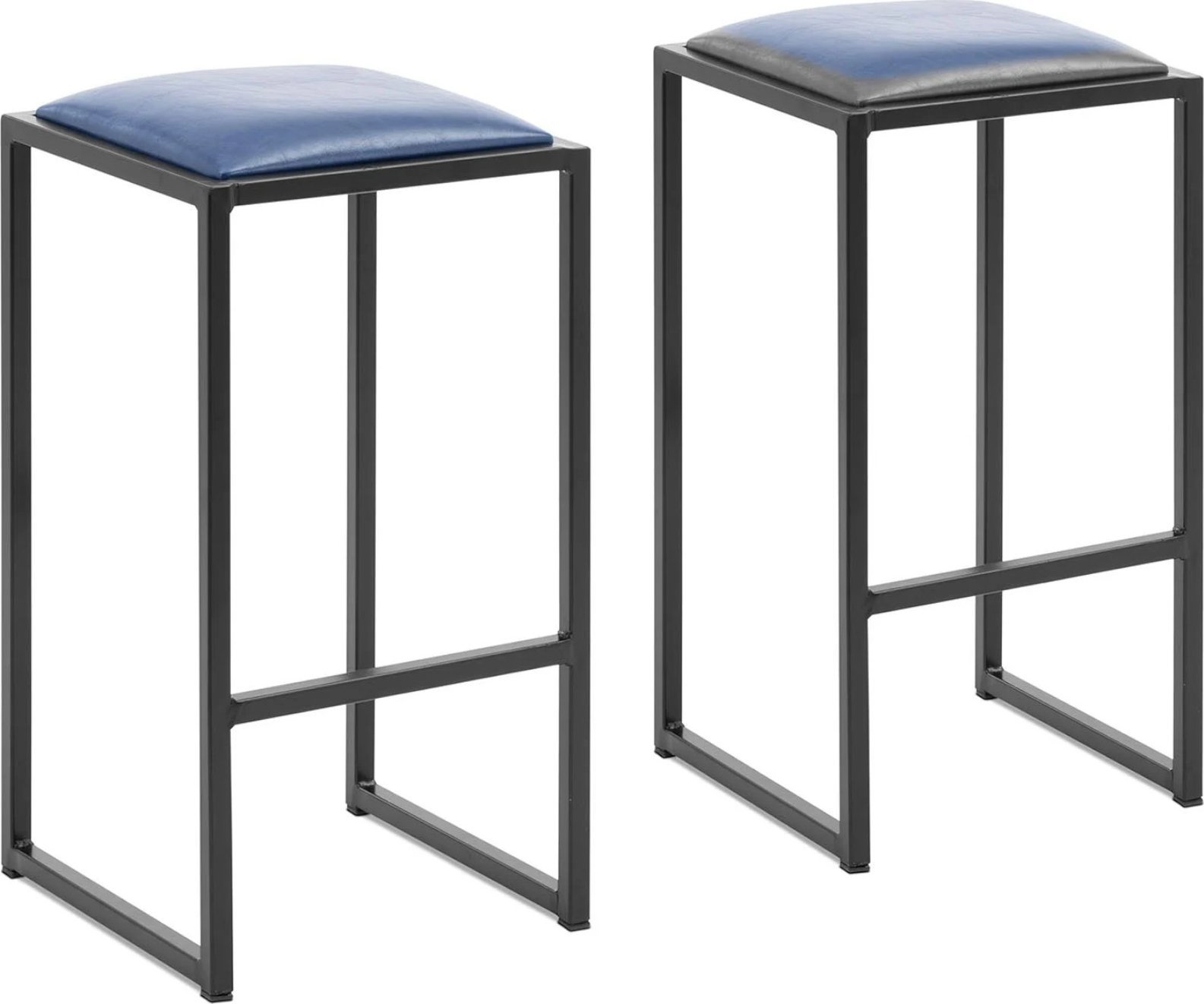 Royal Catering Stołek barowy hoker metalowy loft z tapicerką czarno niebieski - 2 szt. Stołek barowy hoker metalowy loft z tapicerką czarno niebieski - 2 szt.