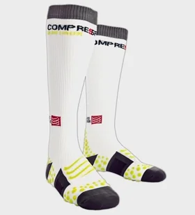 COMPRESSPORT Skarpety kompresyjne Full Socks v1 Białe - Skarpetki sportowe męskie - miniaturka - grafika 1