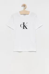 Koszulki dla dziewczynek - Calvin Klein Jeans t-shirt bawełniany dziecięcy kolor biały z nadrukiem - grafika 1