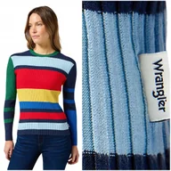 Swetry damskie - Wrangler SLIM RIB SWEATER elastyczny dopasowany damski sweter w paski XS - miniaturka - grafika 1