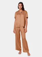 Piżamy damskie - Triumph Spodnie piżamowe Silky Sensuality 10218287 Brązowy Relaxed Fit - miniaturka - grafika 1