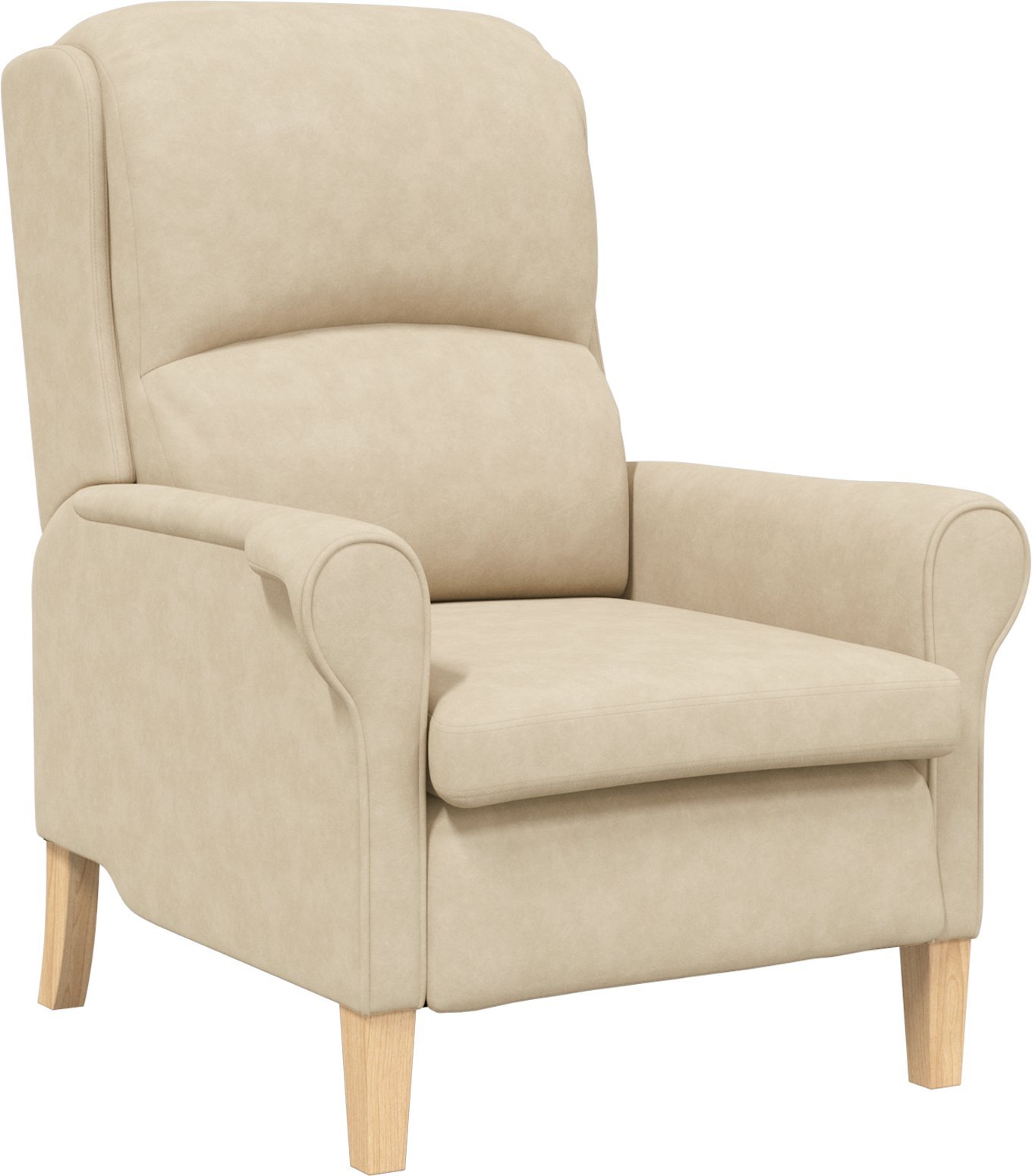 vidaXL Kremowy Fotel Kremowy Tkanina i Drewno Standardowy Ergonomiczny