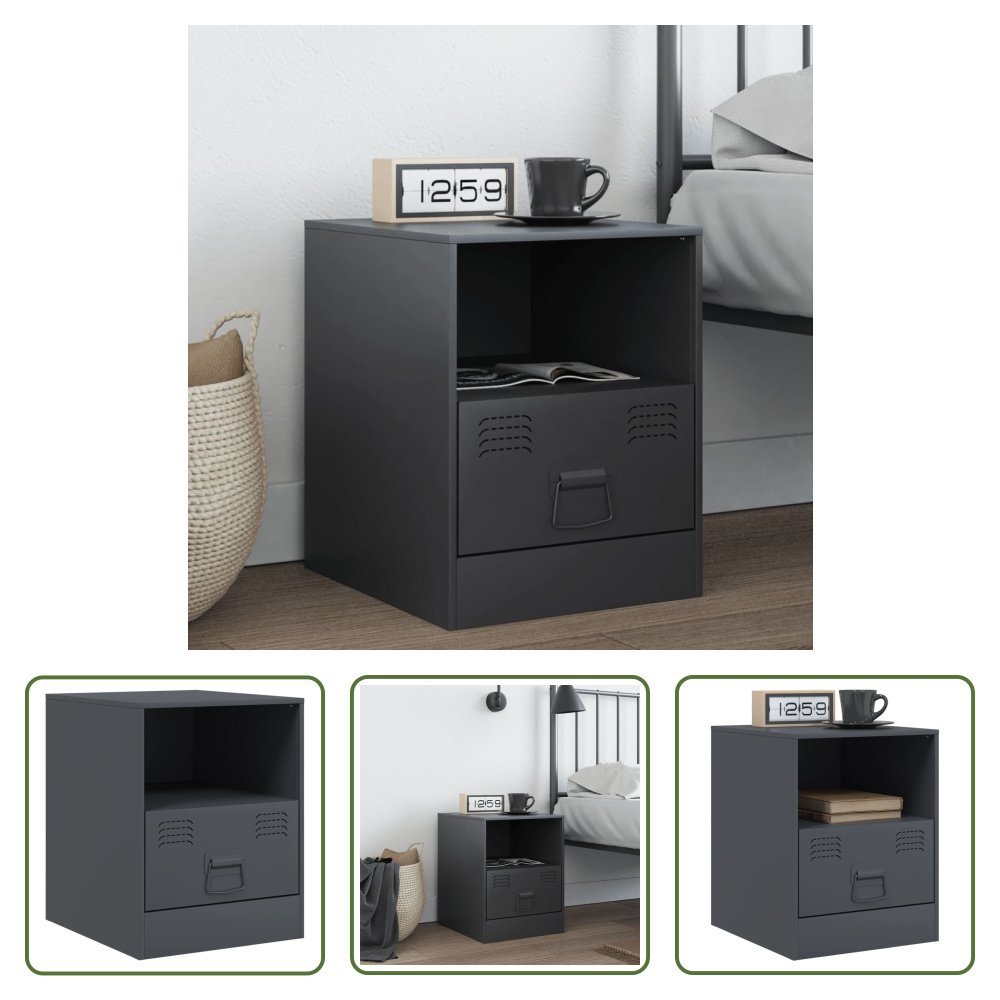 Szafka nocna The Living Store antracytowa 34,5x39x44 cm stalowa