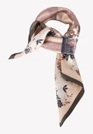 Apaszki i szaliki damskie - Średnia apaszka damska jedwabna beżowa 68cm x68 cm - miniaturka - grafika 1