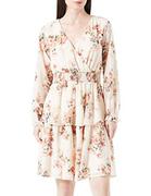 Sukienki - ONLY Damska sukienka Onlphilippa L/S dekolt w serek sukienka z nadrukiem PTM, Cloud Dancer/Aop: różowy kwiat, XL - miniaturka - grafika 1