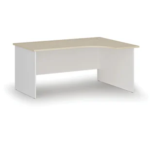 Biurko narożne PRIMO WHITE, 1600 x 1200 mm, prawe, biały/brzoza - Biurka - miniaturka - grafika 1