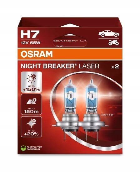 2x ŻARÓWKI H7 OSRAM NIGHT BREAKER LASER PLUS 150%