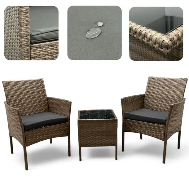 Ideal Garden Zestaw Mebli Ogrodowych Nm04 Mtg Meble Ogrodowe Technorattan Brąz Jasny
