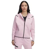 Bluzy damskie - Damska bluza treningowa rozpinana z kapturem Under Armour Unstoppable Fleece FZ - różowa - miniaturka - grafika 1