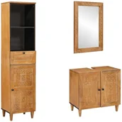 Meble łazienkowe - vidaXL Zestaw mebli łazienkowych 3 pcs Brązowy 38 x 33 x 160 cm - miniaturka - grafika 1