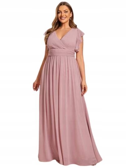 SHEIN DŁUGA SUKIENKA PLUS SIZE Z DEKOLTEM KOPERTOWYM I FALBANAMI 50 1DE