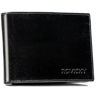Duży portfel męski skórzany na karty z ochroną RFID elegancki portfel Rovicky, czarny - Portfele - miniaturka - grafika 1