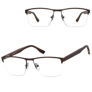 Małe męskie okulary na żyłkę oprawki korekcyjne zerówki 877C brązowe - Okulary korekcyjne, oprawki, szkła - miniaturka - grafika 1
