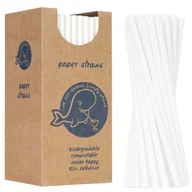 Naczynia i sztućce jednorazowe - GSG słomki papierowe BIO ekologiczne PAPER STRAWS grube 8/205mm białe 160 sztuk 1009894 1009894 - miniaturka - grafika 1