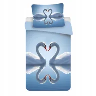 Pościel dla dzieci - Pościel 140x200 Łabędzie Romantyczny Wzór Niebieska Elegancka - miniaturka - grafika 1