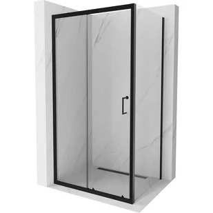 Mexen Apia kabina prysznicowa rozsuwana 90x80 cm, transparent, czarna - Kabiny prysznicowe - miniaturka - grafika 1