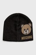 Czapki damskie - Moschino kolor czarny z cienkiej dzianiny - miniaturka - grafika 1
