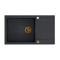 Zlewozmywaki - QUADRON Zlew EVAN 136 XL black diamond + syfon MIEDŹ - miniaturka - grafika 1
