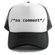 Czapki i chusty sportowe męskie - Czapka z Daszkiem NO COMMENT Dla Programisty Informatyka Wzory Biało Czarna - miniaturka - grafika 1