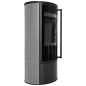 Piece wolnostojące - Piec stalowy ERIK fi 150 5,5 kW ceramika akumulacyjna GRAY SATIN czarny - miniaturka - grafika 1