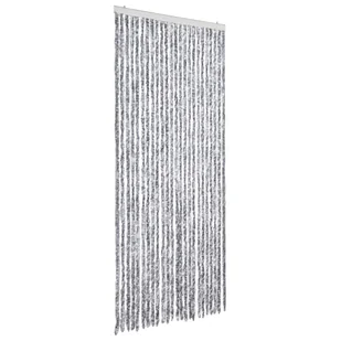 vidaXL Zasłona Fly biało-szara 100x230 cm szenilowa - Zasłony - miniaturka - grafika 1