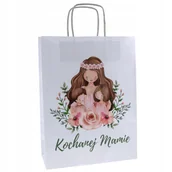 Akcesoria do pakowania - torba papierowa KOCHANEJ MAMIE torebka 24x10x32cm na dzień mamy prezentowa - miniaturka - grafika 1